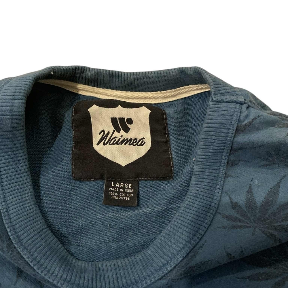 Stylish Blue Leaf Pattern Crewneck Sweatshirt - image 4